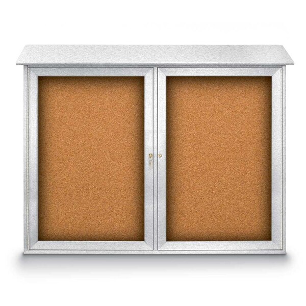 United Visual Products Indoor Enclosed Combo Board, 48"x36", Satin Frame/Green & Amethyst UVCB4836-GREEN-AMETHY - main